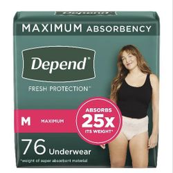 Depend For Women, Size M, 76 Count