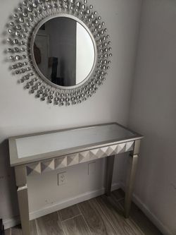 Silver mirrored console table