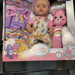 CARE BEARS Baby Doll Playset MY SWEET LOVE Pajamas Blanket Pillow 8 Pieces 2022