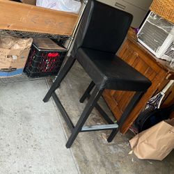 Bar Height Stool Breakfast Counter PVC Leather Black Chair