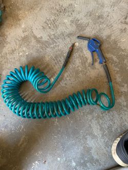Coiled air hose with a blow gun (air nozzle)