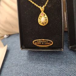 Ruby Sapphire &opal Gold Plated