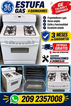 GE 4-Burner White Gas Range
