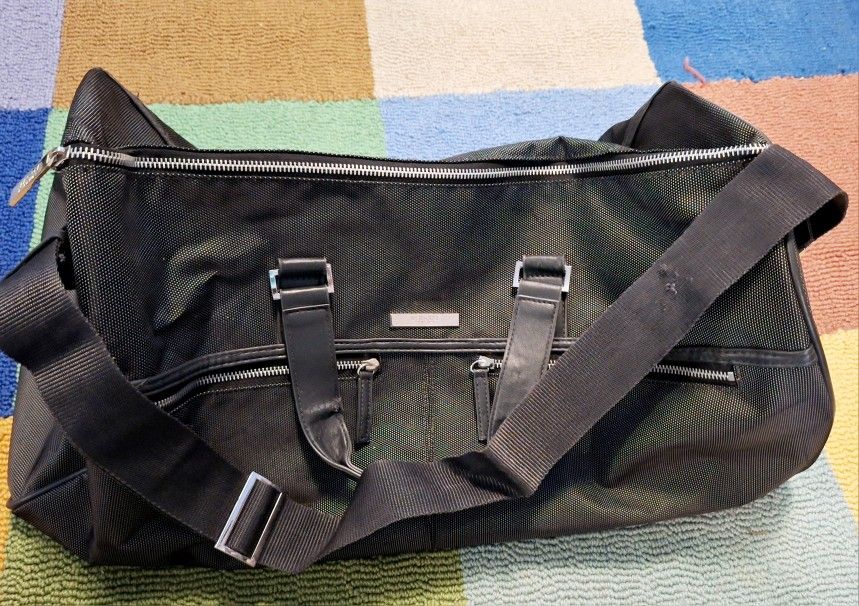 Gray Versace Duffle Bag Silver Zippers/logo