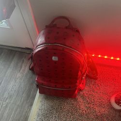 mcm red backpack