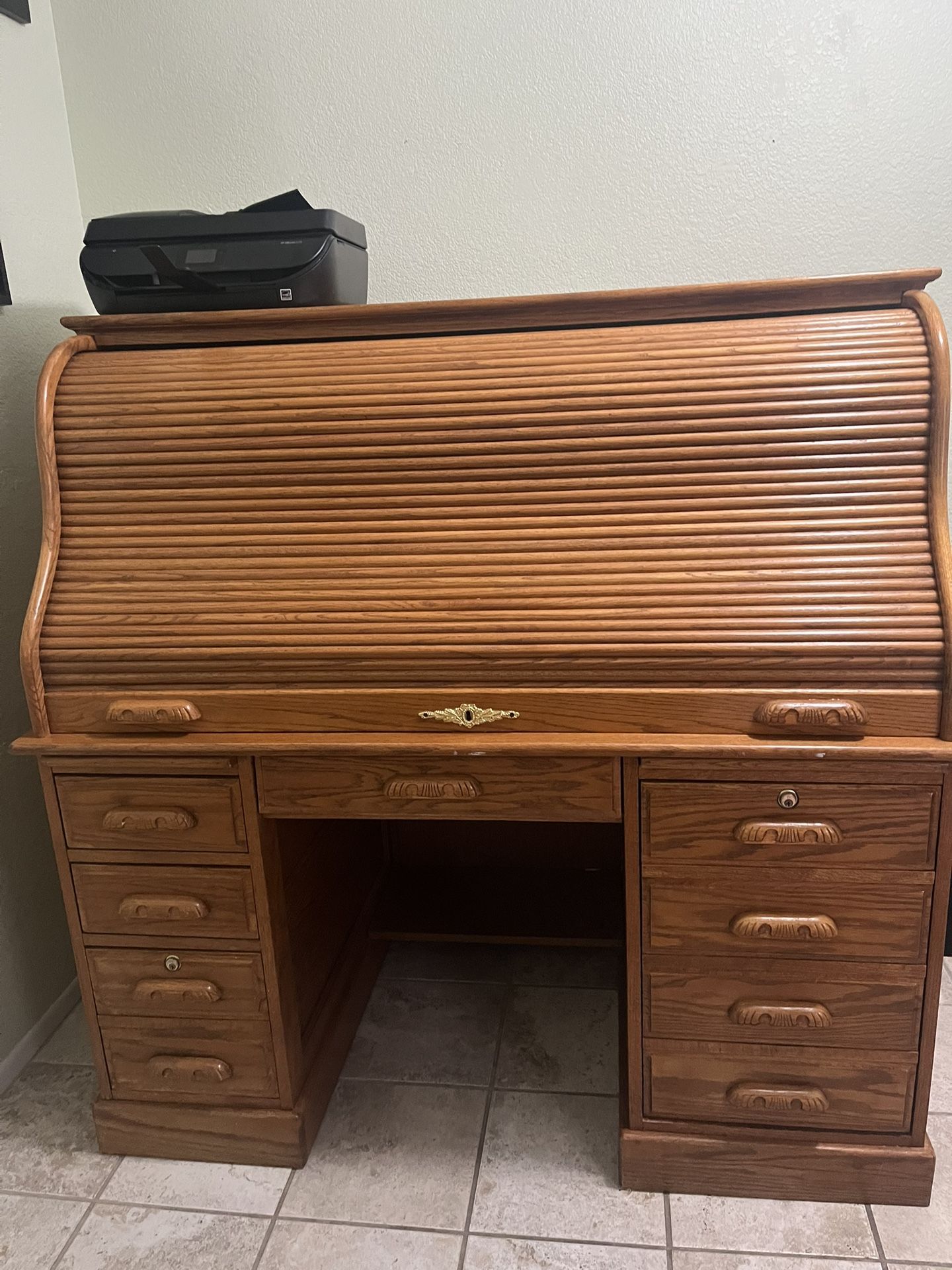 Roll Top Oak Desk