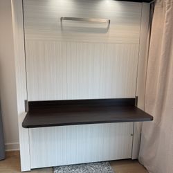 Space-Saving Murphy Wall Bed, Desk & LED Lights