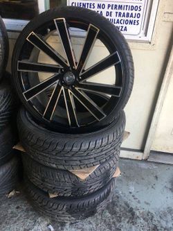 24 inch GIMA Nexus rims and new tires black machines 5 lug bolt pattern ...