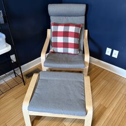 IKEA Poang Chair with Ottoman & Cushions