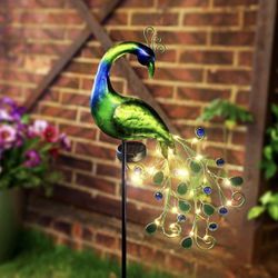 Brand New Garden Lights Metal Decorative Garden Stakes Waterproof Peacock Solar Stake Light for Outdoor Patio Yard Pathway  Solar Garden Lights Metal 