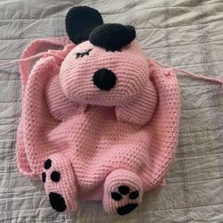 Crochet Pink Dog Nap sack Backpack