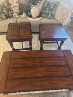 Wood Coffee Table and End Tables Set