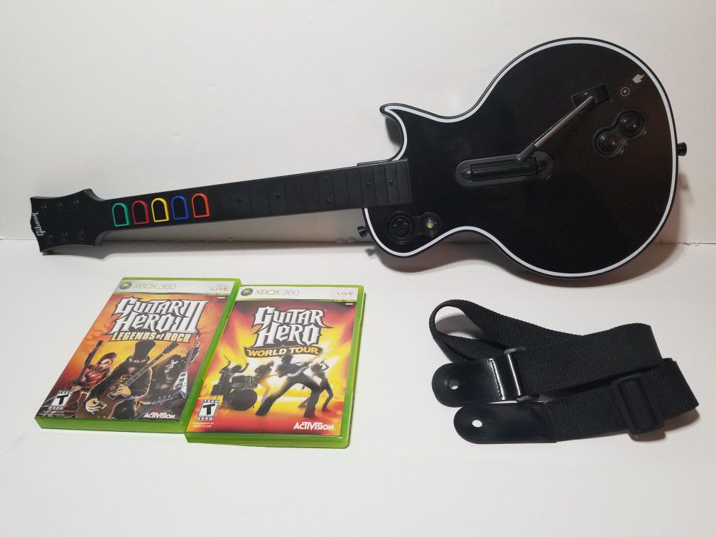 Guitar Hero Xbox 360 Gibson Les Paul Guitar RedOctane Wireless Controller Bundle