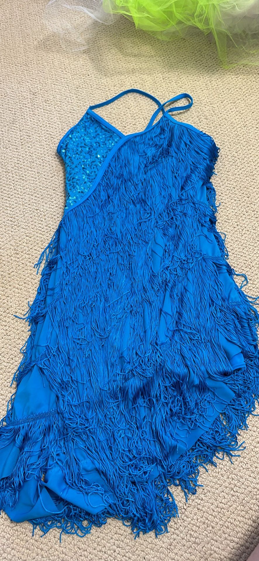 Blue Fringe Dress Dance Costume