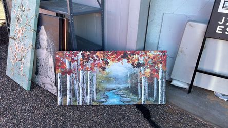Autumn Forest Stream Canvas Wall Art
