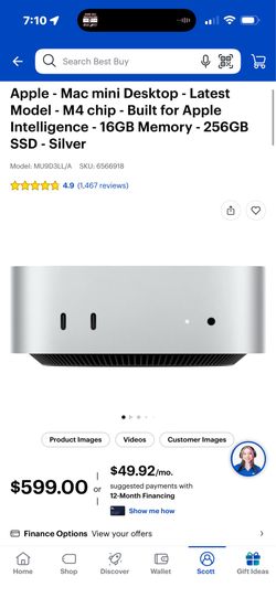 Mac Mini M4 16 gb Ram and 256gb