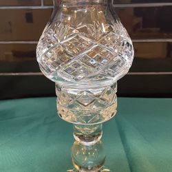 Stunning Vintage Cut Crystal Hurricane Lamp With Globe