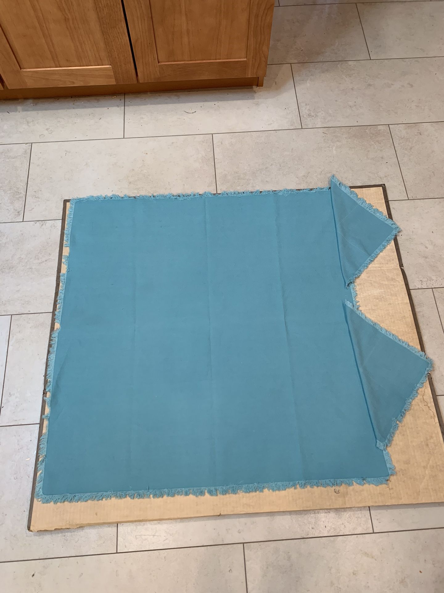 Vintage Turquoise Small Tablecloth With Napkins