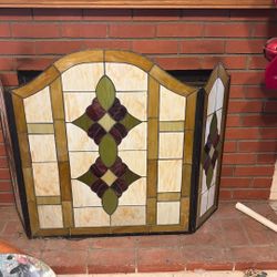 Beautifull Stained Glass Fireplace Screen