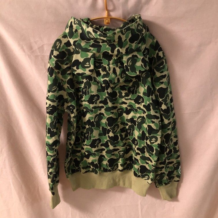 Men's BAPE City Camo Shark Full ZipHoodie Green