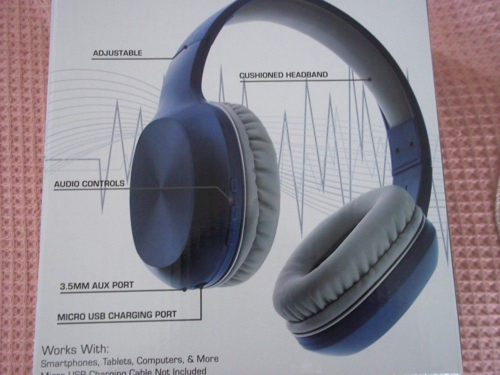 Blue Wireless Vortex Studio Headphones New