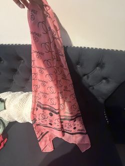 Chanel Cc Pink Silk Scarf