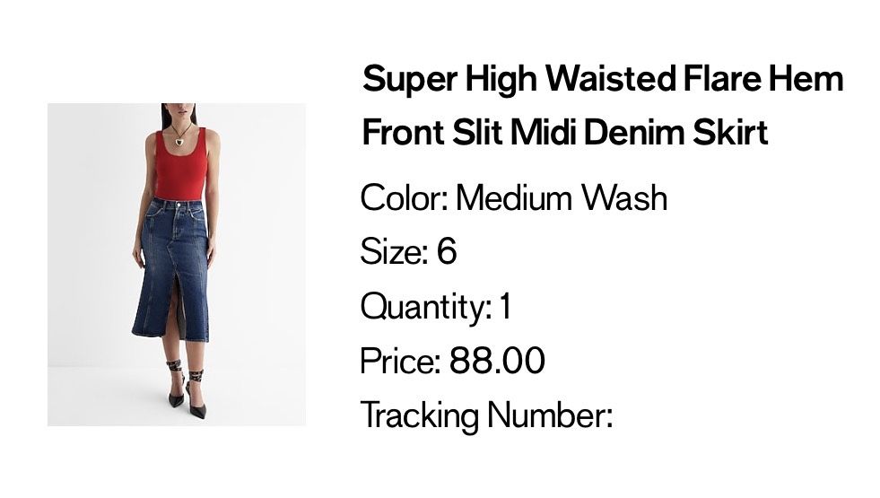 Express Super High Waisted Flare Hem Front Slit Midi Denim Skirt