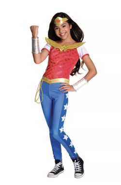 DC Super Hero Girls Kids Wonder Woman Costume Sz 8-10 Medium Complete Outfit NWT