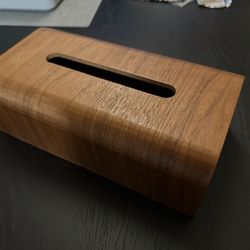 Wood Tissue Box Cover Walnut Finish – Sliding Lid, Minimal Design