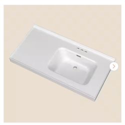 43 in. W x 22 in. D Solid Surface White Rectangular Single Sink Bath Vanity Top with Backsplash for 42 in. Bath Cabinet