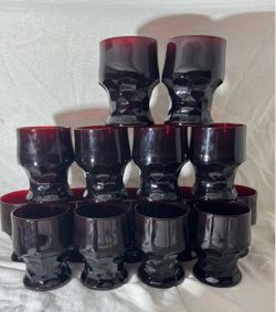 Georgian Ruby Red Honeycomb Thumbprint 9oz Tumbler Set of 15