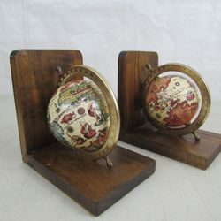 Old World Globe Bookends Ancient Map Spinning Globes


