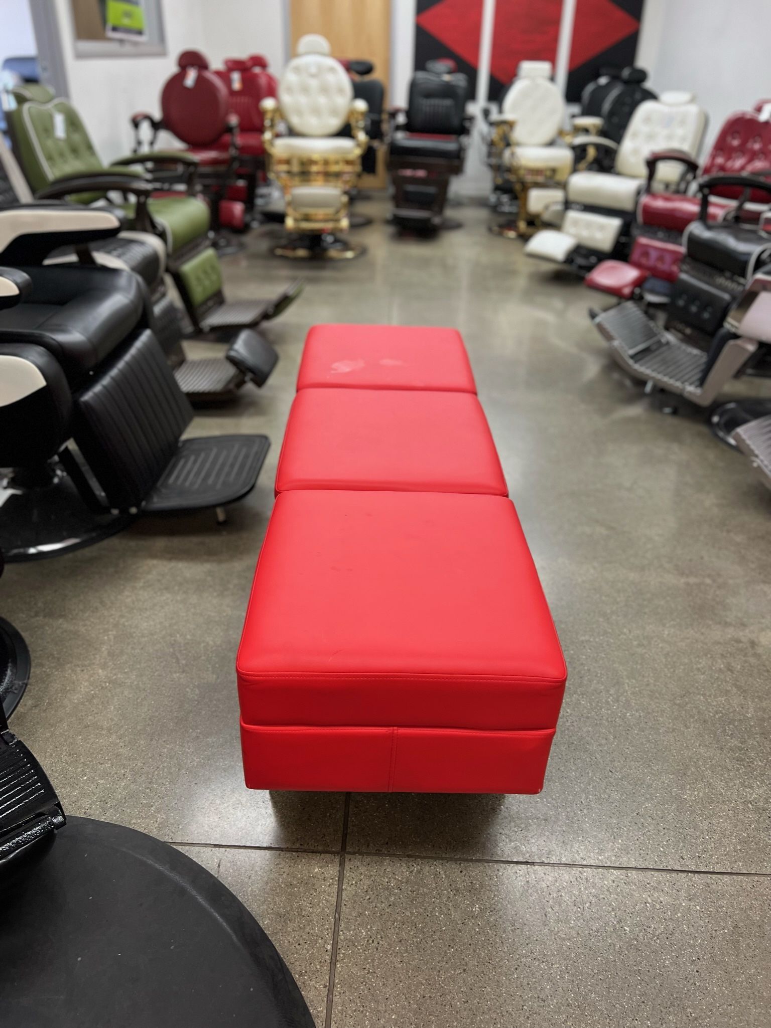 Red Flat Waiting Bench Barberpub Model 7008