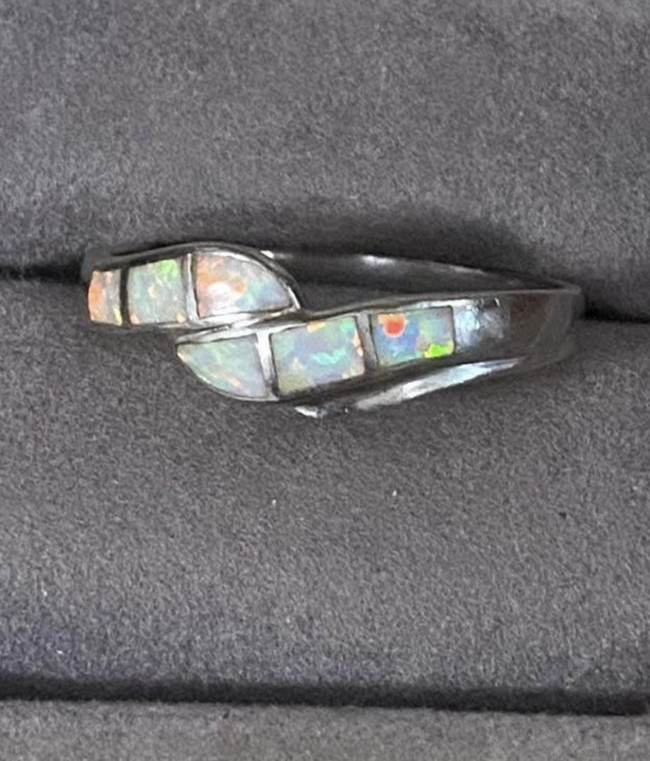 Anillo Plata 925 Size 7/8 Adorno Nacar Joyería Antiguo