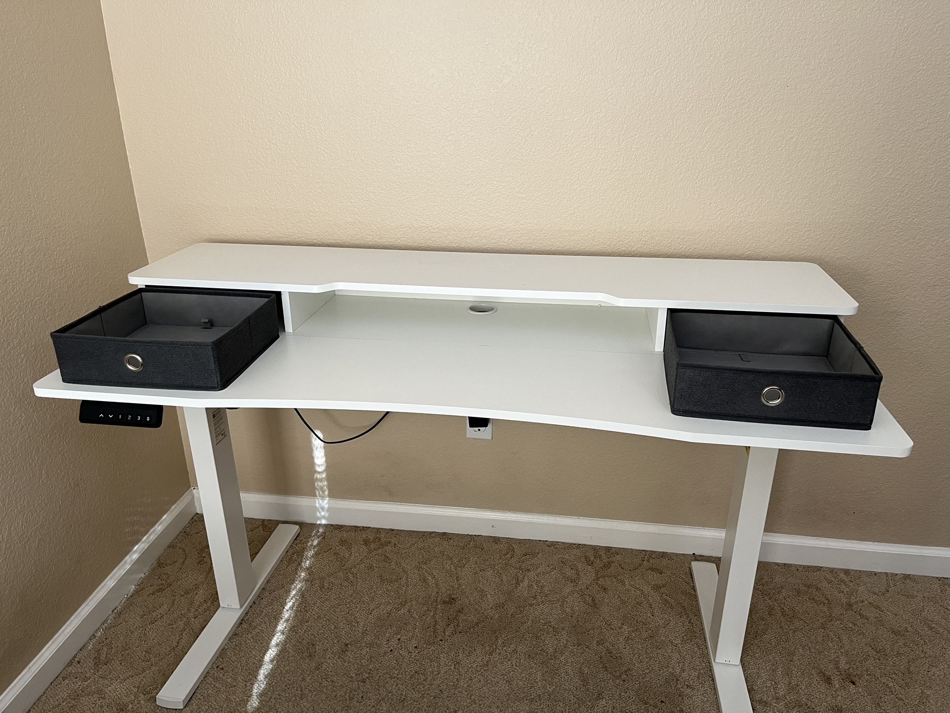 Electric Standing Desk with Double Drawers Height Adjustable Sit Stand Up PC