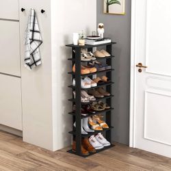 Brand new Tangkula 8-Tier Vertical Shoe Rack, Space-Saving Corner Shoe Organizer for 14 Pairs, Narrow Shoe Storage for Entryway, Front Door, or Closet