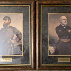 Vintage J.A. Elder Wood Framed Prints  Robert E. Lee & Thomas J. "Stonewall" Jackson 20" X 24"