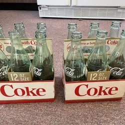 Vintage Coca Cola 6 pack carton - 12 oz bottles. 2 Available 