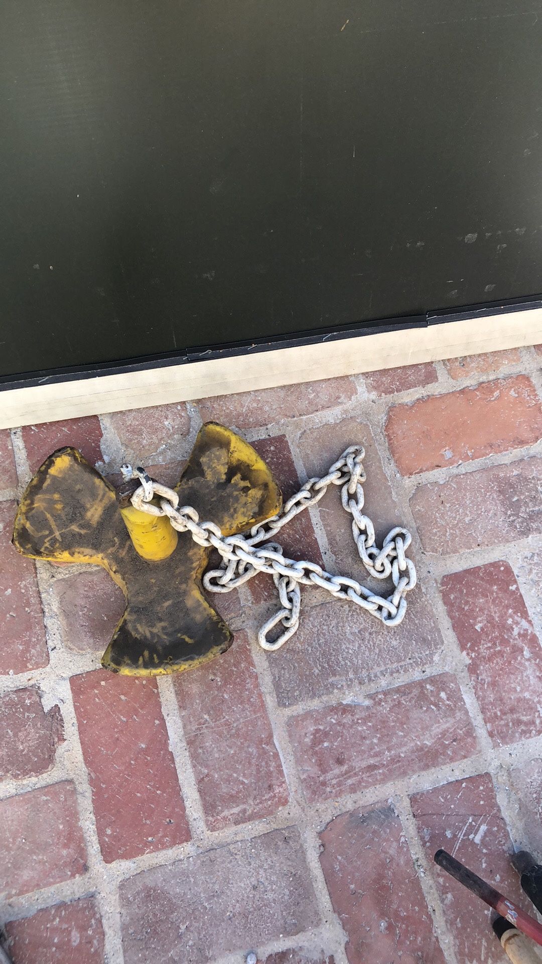 Vinyl Coated Boat Anchor with Chain Attached(My guess a 20lb anchor)