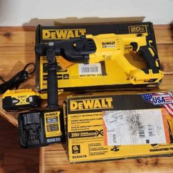 Dewalt 20V 'Max' 1" SDS Plus Rotary Hammer, 20V 'Max XR' compact sawzall, Battery, Charger