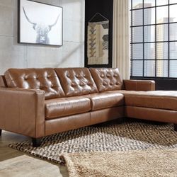 Baskove Auburn Leather RAF Sectional

