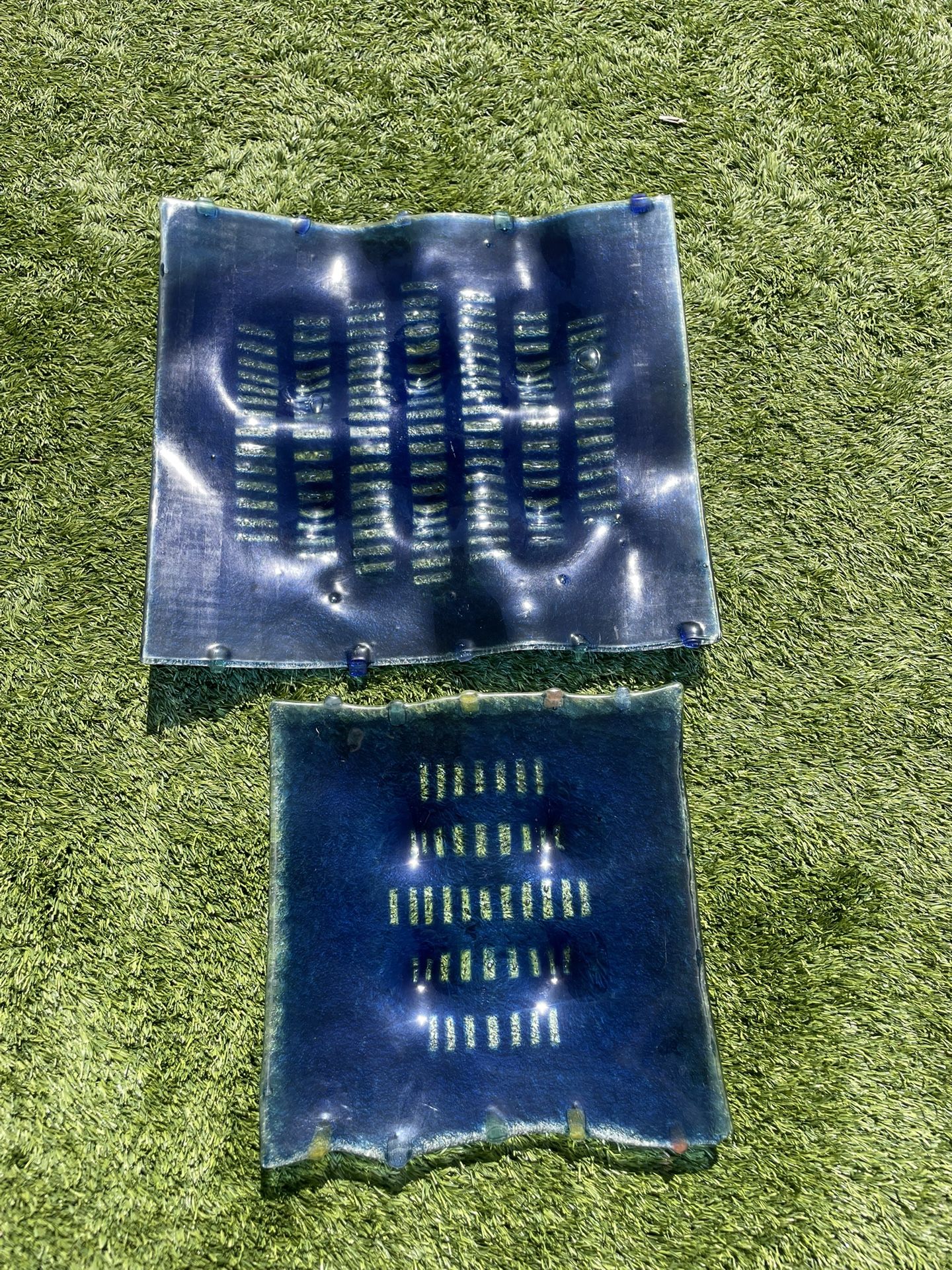 V. Rotenberg Studio Art Blown Glass Signed Abstract platters