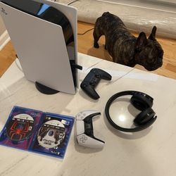 Selling PS5, Wireless Headphones, Two Joysticks And 2 Games.  Thumbnail