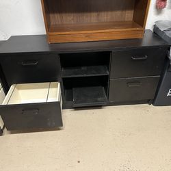 Corner Desk, Credenza, and filing cabinets