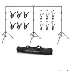 SLOW DOLPHIN Photo Video Studio 20ft (Wide) x 10ft (Tall) Heavy Duty Adjustable Width & Length Photography Backdrop Stand Background Support System Ki