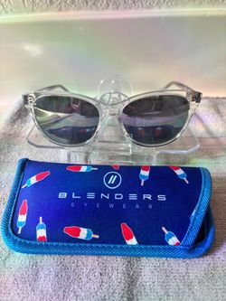 Blenders Cool Iris Polarized Square Sunglasses Clear Plastic Frame Gray Lenses