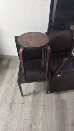 Wooden chairs and side table