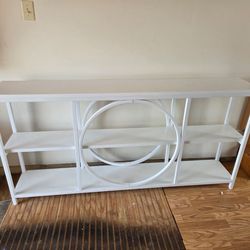White metal console table
