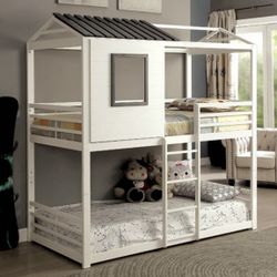 White Twin Over Twin Bunk Bed 