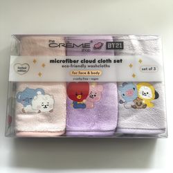BT21 Microfiber Face Cloth Set 3pc The Crème Shop Cloud Washcloths New